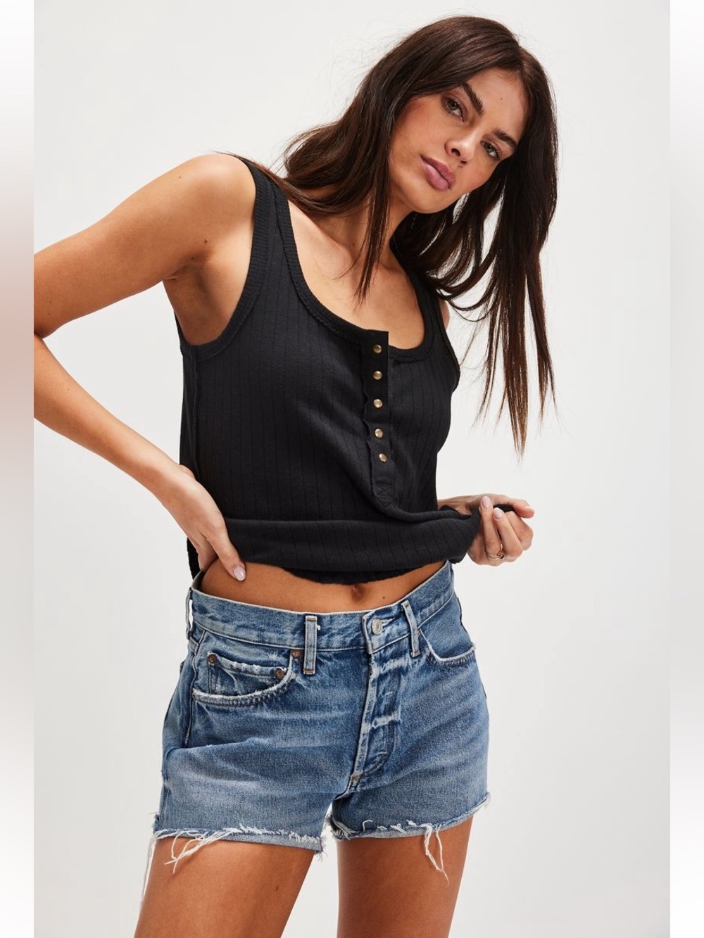 Free People Bryson Henley Tank Black